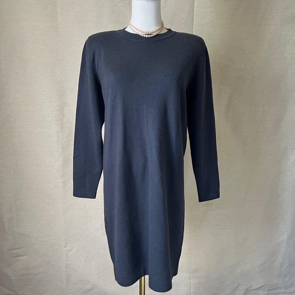 Vintage 90s Fathi Due France 100% Cashmere Gray Sweater Dress Minimalist‎ Medium